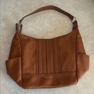 Nautica Tan Leather Purse Boho Handbag Hobo Bag